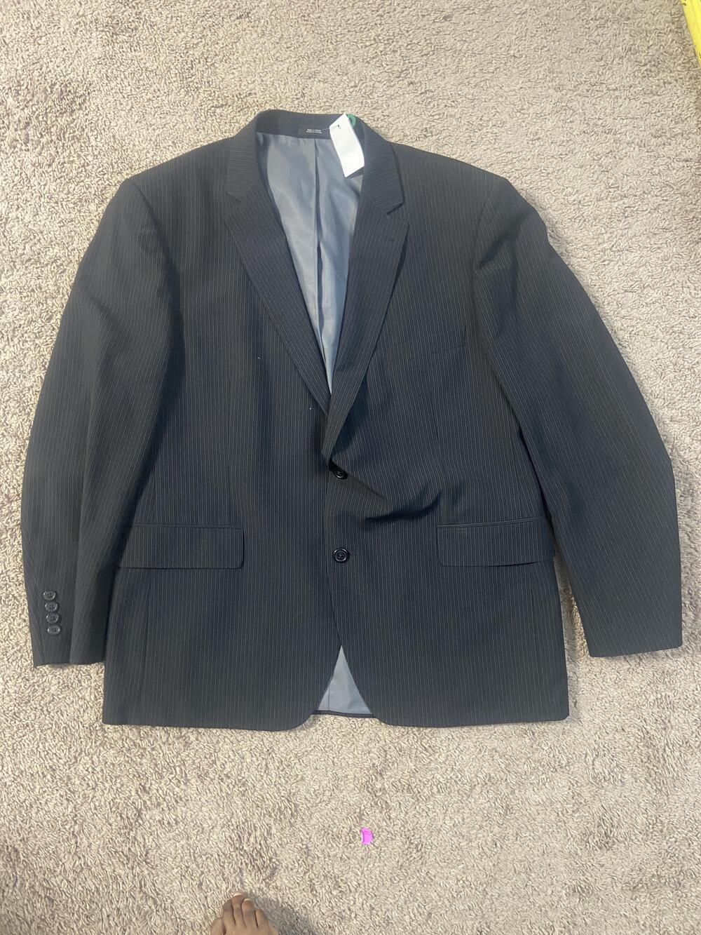 J Ferrar Suit Jacket Mens 48 Black Pinstripe Modern Fit Two Button Notch Lapel